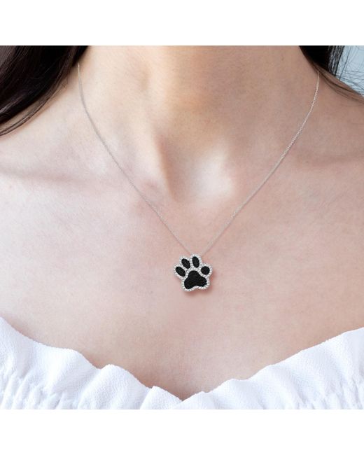 Kylie Harper Metallic Sterling Diamond Cz Doggy Paw Pendant