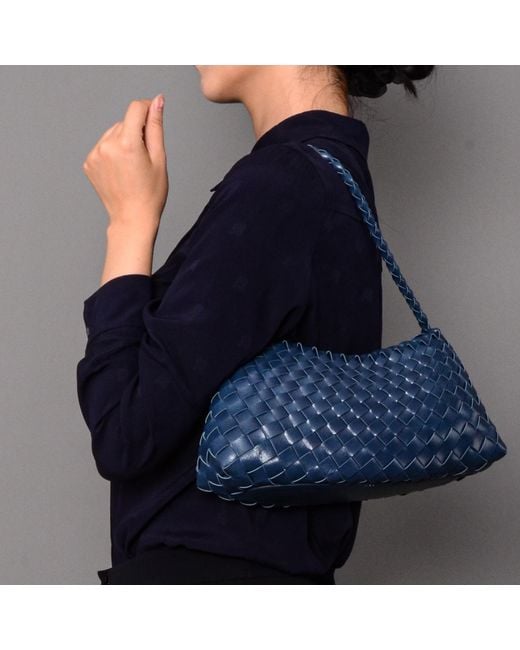 Rimini Blue Weaving Eco Leather Bag 'Erica'