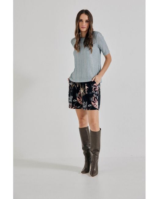 Lindsay Nicholas New York Blue Floral Jersey Short