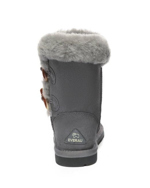 EverAu Australia Gray Stork Horn Toggle Button Short Boots
