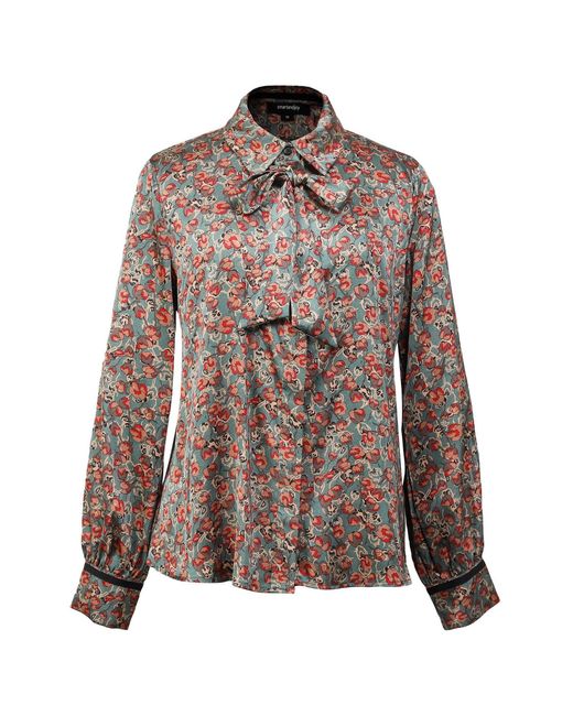Smart and Joy Brown Ascot-Tie Flower Print Shirt
