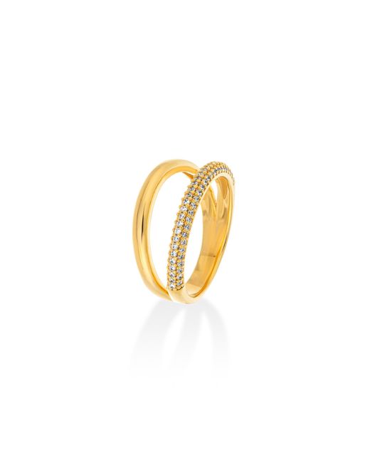 Shabella Nyc White Thin Pave Dual Ring