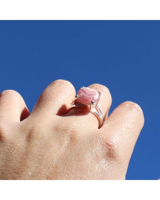 FV Jewellery White La Stèle Rhodochrosite & Square Ring