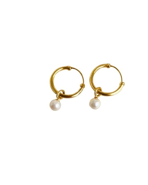 Lily Flo Jewellery Metallic Pearl Floating Hoop Earrings