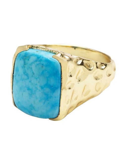YAA YAA LONDON Blue 'happy' Turquoise Gemstone Gold Ring