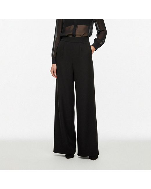 AVENUE No.29 Black Wool Wide Leg Trousers
