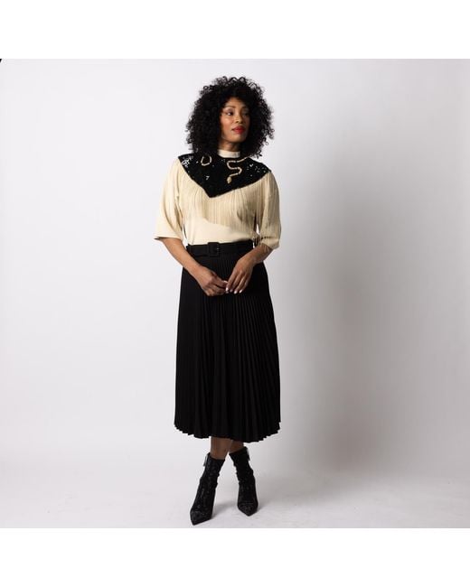House of Laines London Black Laines London Hand Beaded Snake Tassel Cape