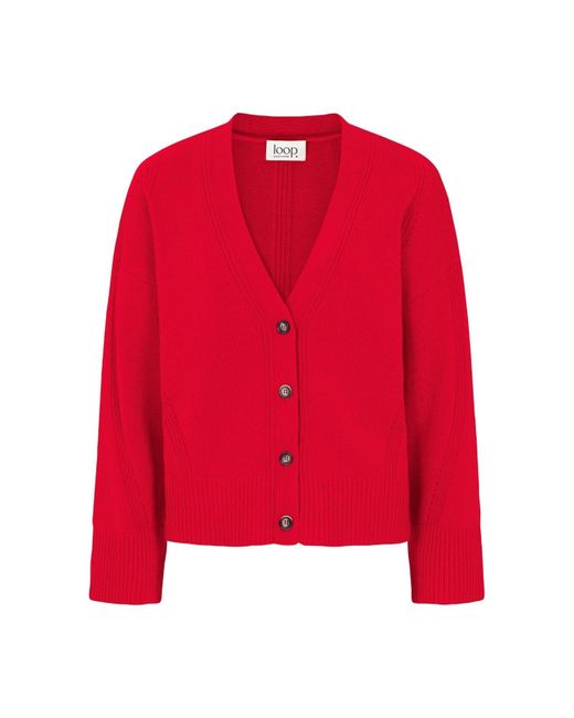 Loop Cashmere Red Lofty Cashmere Cardigan In Rouge