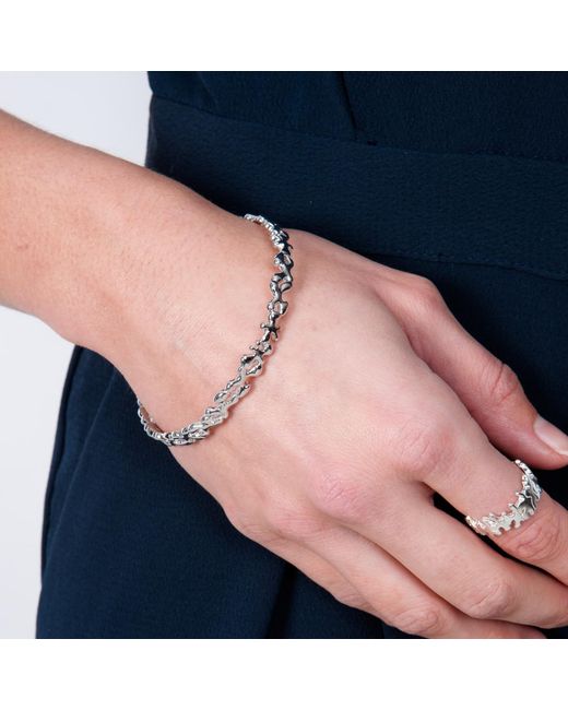 Lucy Quartermaine White Sterling Thin Splash Bangle