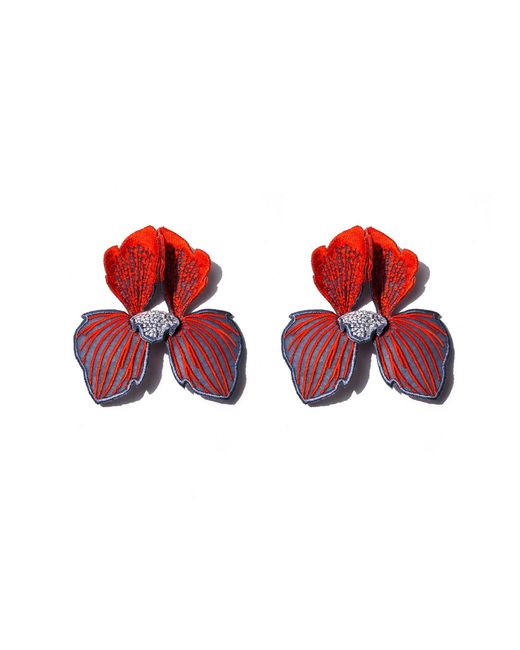 Nana Watanabe Click Flora Folded Dimensional Embroidered Earrings