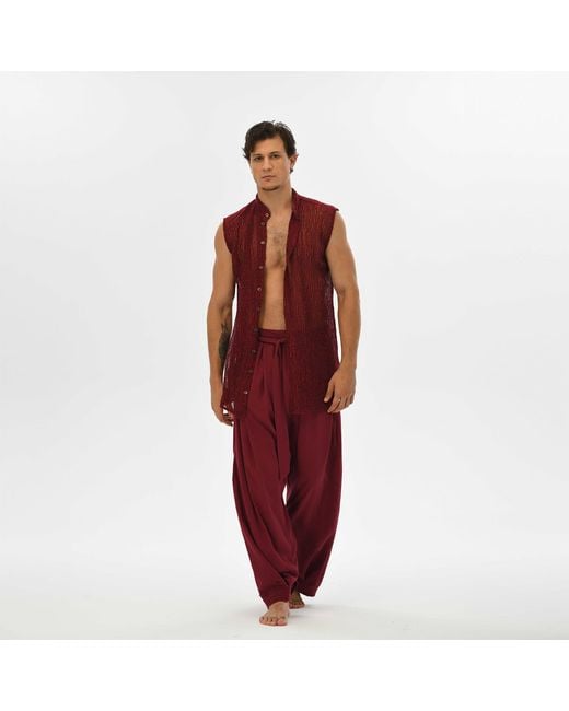 Zhenabia Red Ember Vest Sleeveless Shirt Summer Resort for men