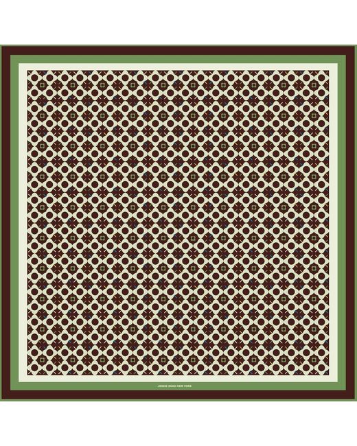 Jessie Zhao New York Black Double Sided Silk Scarf Of Polka Dot Bloom