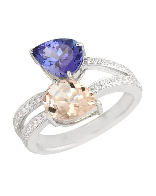 Artisan Metallic Tanzanite & Mix Stone Diamond Bypass Ring
