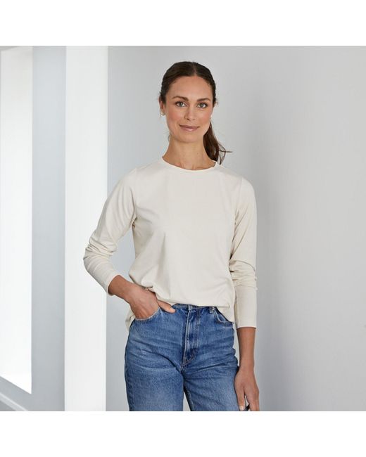 Cove White Loose-Fit Cotton Long Sleeve Tee