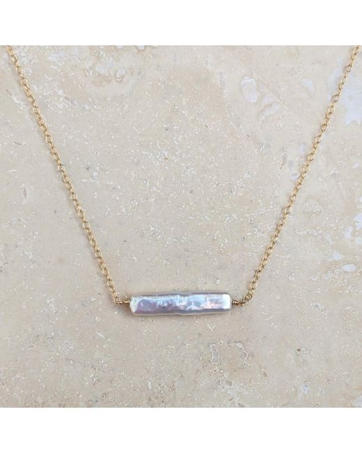 Kiri & Belle Metallic Esme Baroque Pearl Bar Filled Necklace