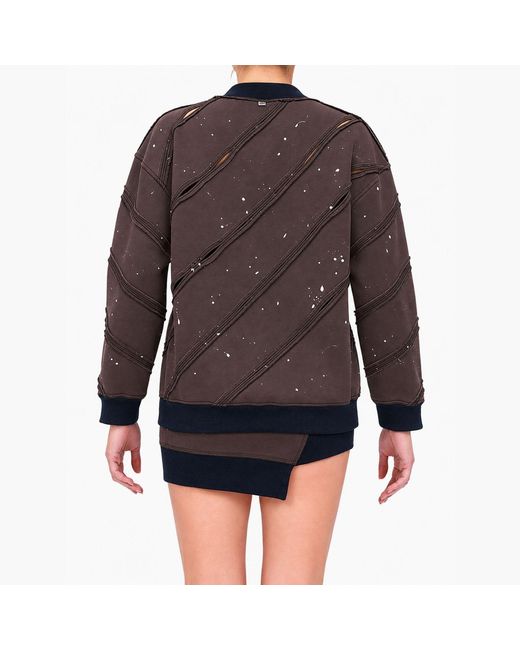 Gao Republic Black Sweatshirt Diagonal Cut-Out Jersey
