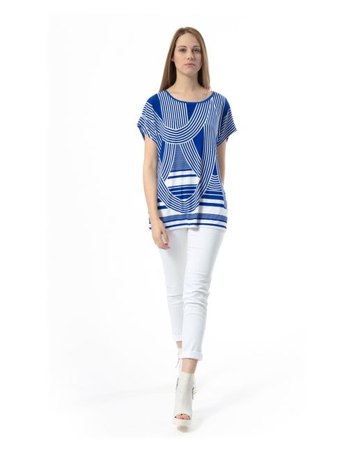 Conquista Blue Striped Jersey Top