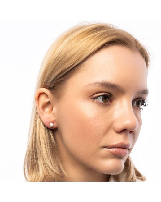 Spero London Metallic 9Ct Solid Pearl Stud Earrings
