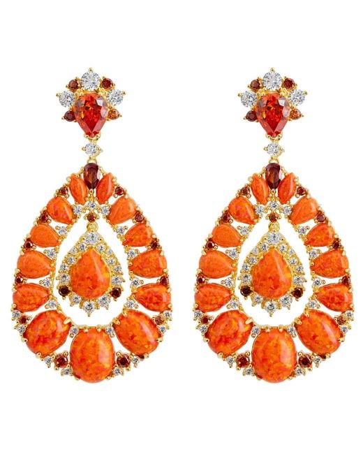 Latelita London Orange Paloma Fire Opal Drop Earrings