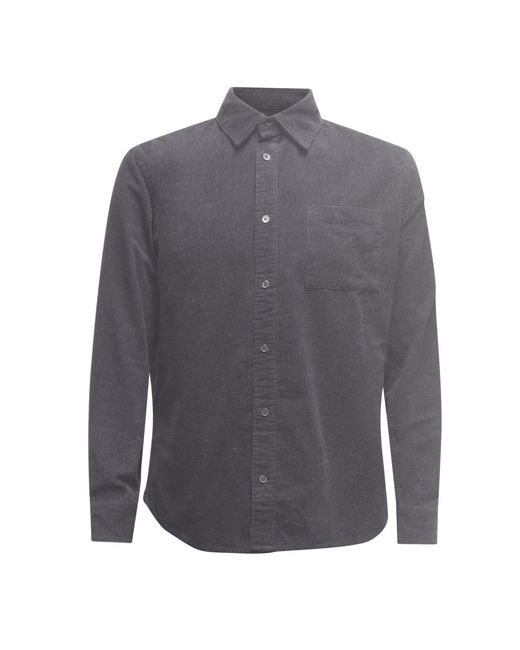 Vustra Gray Graphite Coastal Corduroy Button-Down Shirt for men