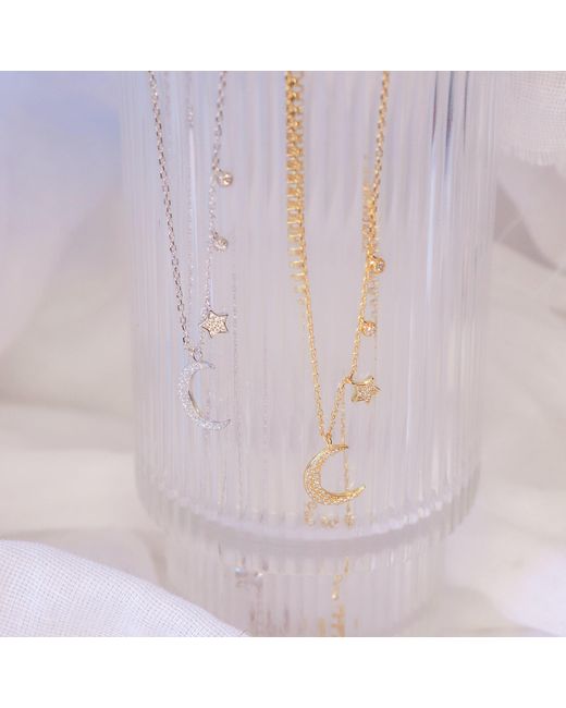 Luna Charles Metallic Ariya Moon & Star Charm Necklace
