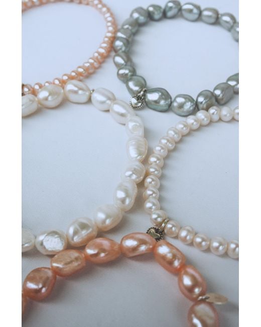FV Jewellery Metallic La Pierre Fresh Water Pearl Stretchy Bracelet