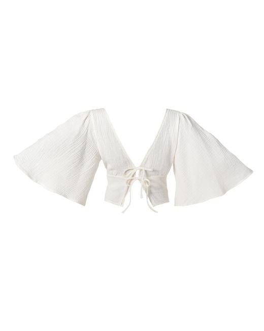 Italia A Collection White Neutrals Seashell Crochet Top