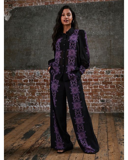 Rose & Nancy Purple Nancy Print Trouser
