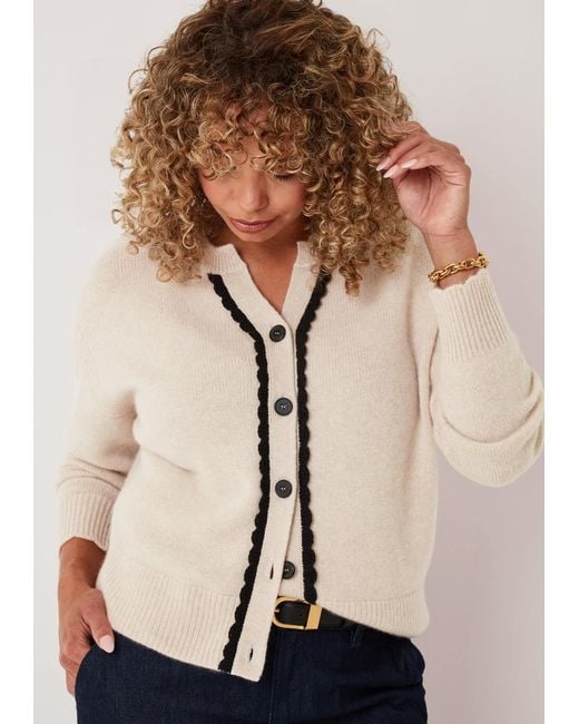 Loop Cashmere Natural Neutrals Shell Edge Cardigan