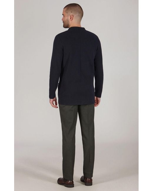 Paul James Knitwear Blue Lightweight Cotton Bruno Double Breasted Knitted Blazer for men