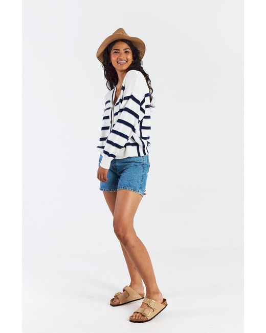 Brodie Cashmere Black Reverse Stripe Cardigan