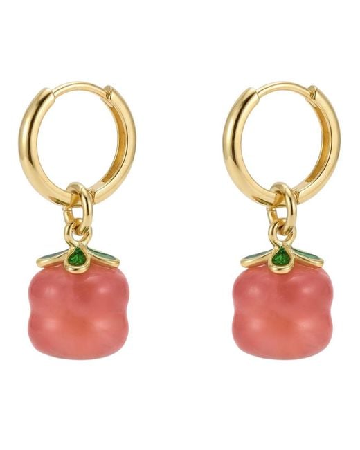 seree Red Harvest Jade Stone Charm Earrings