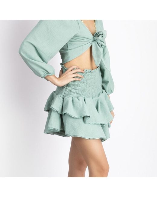Ilvi Blue Melena Crop Blouse & Skirt Set