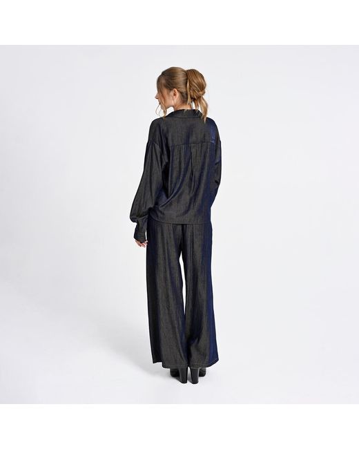 Lalipop Design Blue Relaxed Shirt With Draped Front Hem