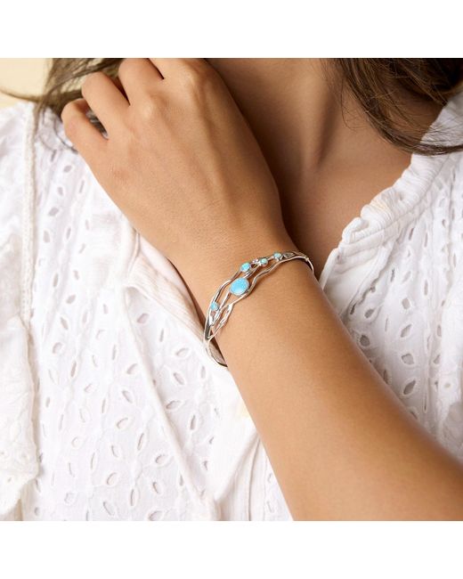 Isla Silver Blue Handmade Fire Opal Bracelet
