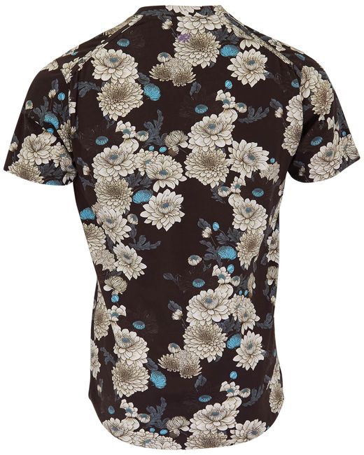 Lords of Harlech Black Maze Serious Floral V-Neck Tee for men