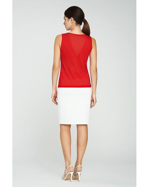 Conquista Red Sleeveless V-Neck Top – Viscose Jersey