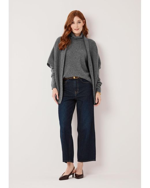 Loop Cashmere Gray Half Cardigan Sleeveless Cardigan