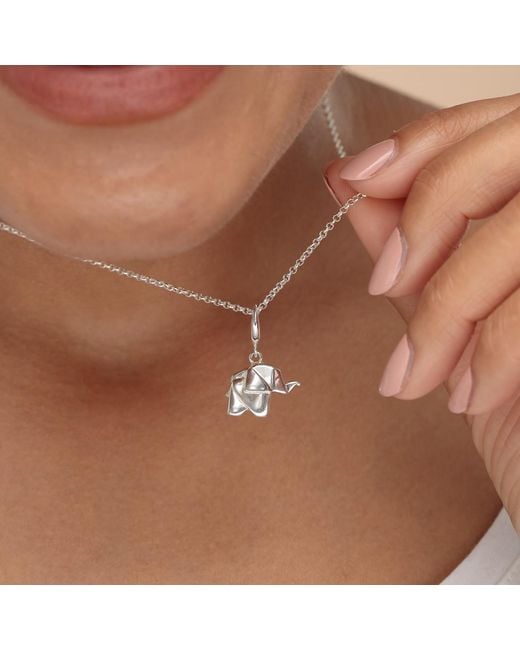 Lily Charmed Metallic Sterling Origami Elephant Charm Necklace