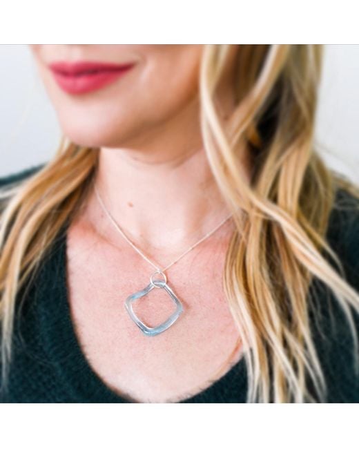 Smart Glass Jewelry Blue Recycled Gin Bottle Simple Ruffle Necklace Sterling