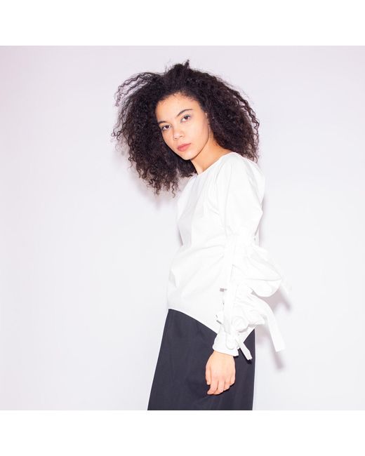 Bianca Popp White Ribbon Wrapped Blouse