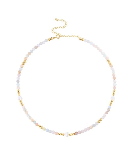 Olivia Le Metallic Morganite Heart Beaded Necklace