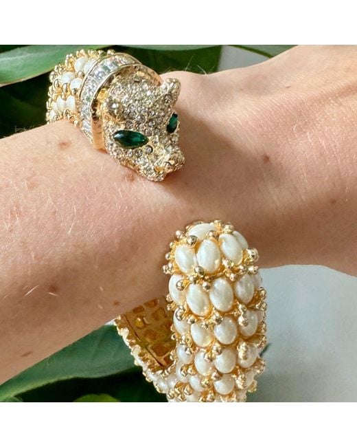 Laura Gray Metallic Pearl Panther Bracelet