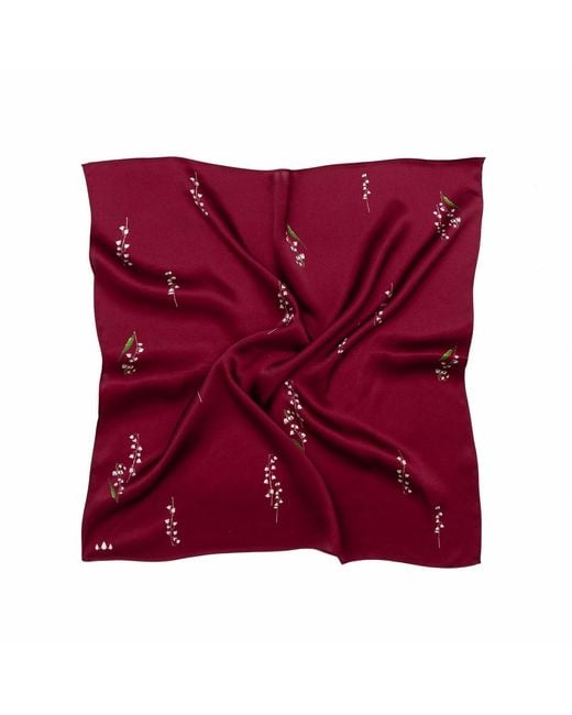 RainSisters Red Small Floral Natural Silk Scarf