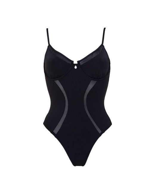 Aulala Paris Blue The Pearl Essence One Piece Swimsuit With Mesh Detail