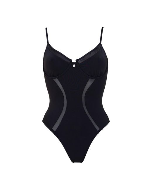 Aulala Paris Blue The Pearl Essence One Piece Swimsuit With Mesh Detail