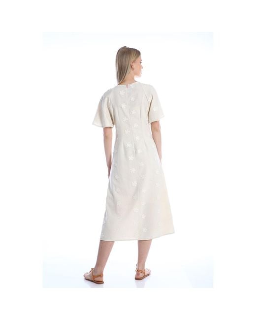 Silvia Serban Natural Neutrals 3D Flowers Dress With Negligee