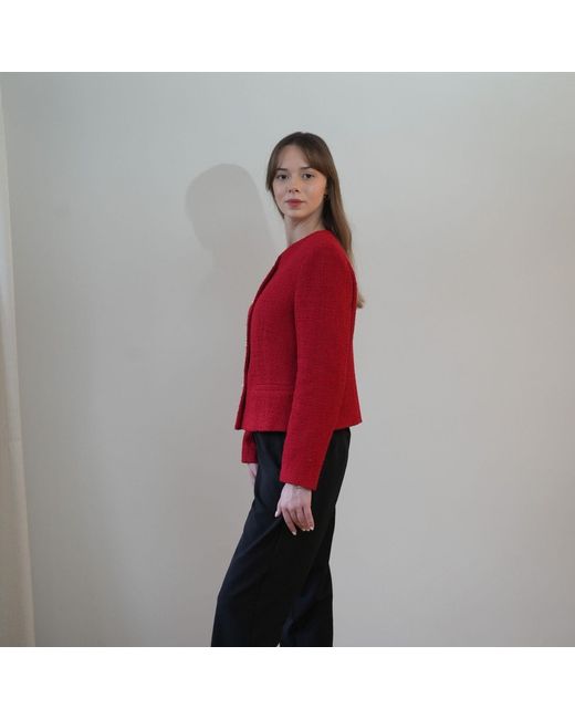 Nuvv Collection Red Casual Tweed Buttoned Jacket