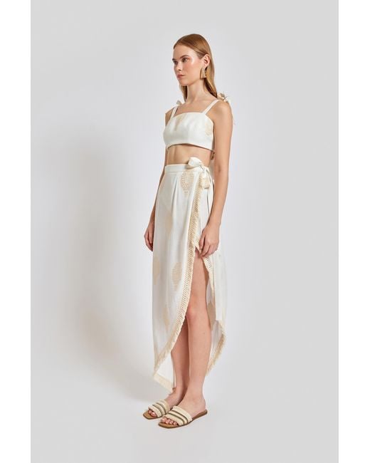 Lilamie White Larissa High Waisted Long Summer Pareo Skirt