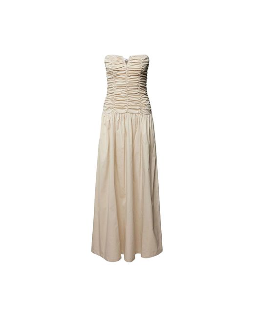Amy Lynn Natural Neutrals Shyla Milk Ruched Column Bardot Maxi Dress